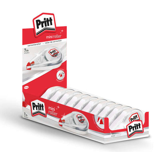Pritt Mini Roller Expositor de 10 Correctores 4.2mm x 7m - Compacto y Ergonomico - Punta Flexible de Alta Precision - Compatible con todo Tipo de Papel
