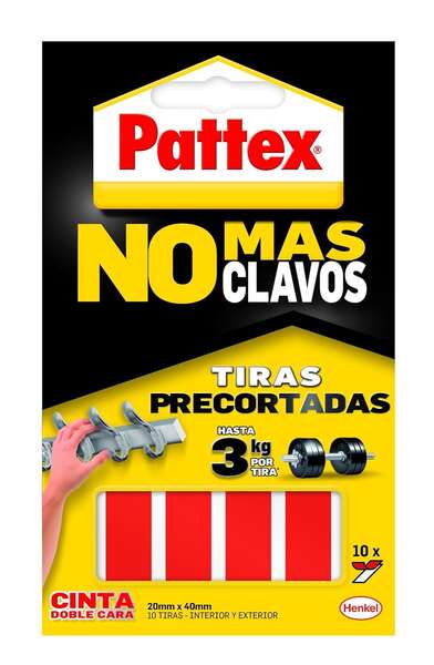 Pattex Nmc Cinta Doble Cara Bl 10 Tiras - Adhesion Duradera - Fijacion congran Fuerza - Practica y Limpia