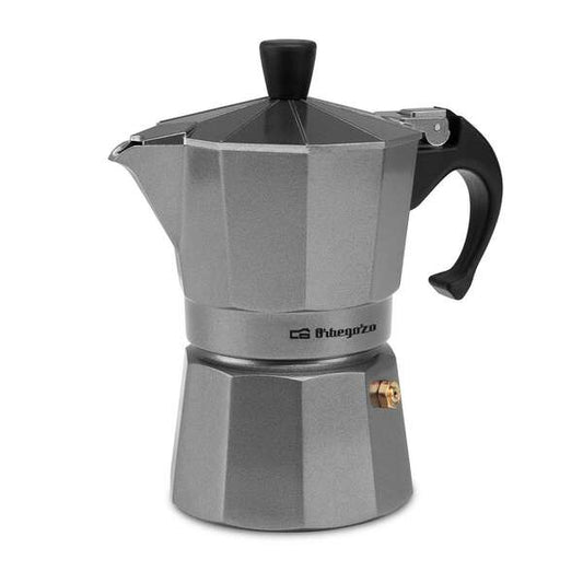 Orbegozo KFS 320 Cafetera de Aluminio para 3 Tazas - Rapida - Eficiente y Segura - Ideal para Cocinas Electricas - a Gas o de Vitroceramica - Ergonomica y Resistente