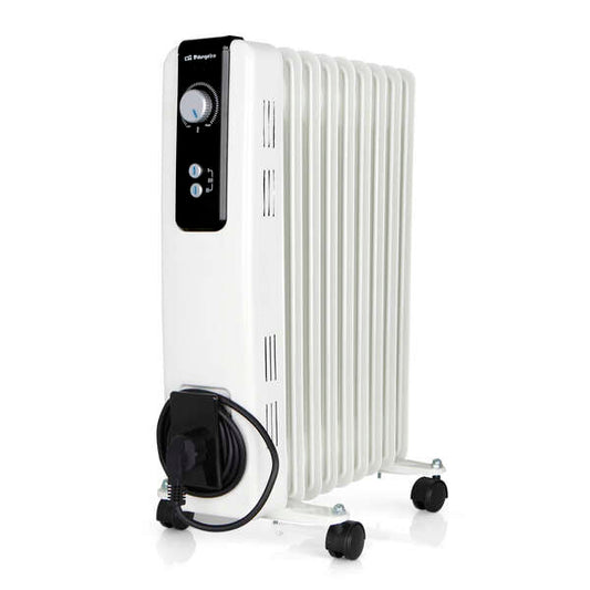 Orbegozo RH Compacto Radiador de Aceite - Potente y Silencioso - 3 Niveles de Potencia - Elementos de Alta Inercia Termica - Seguro y Facil de Transportar