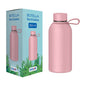 Dohe Botella Reutilizable 350ml - Acero Inoxidable de Doble Pared - Libre de BPA - Tapon Hermetico Antigoteo de Acero Inoxidable - Recubierta de Caucho - Color Rosa