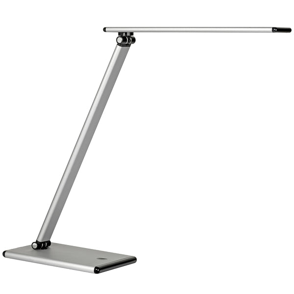 Unilux Lampara de Escritorio LED Terra - Iluminacion LED de Bajo Consumo - Diseño Moderno y Elegante - Brazo Flexible para Ajustar la Luz - Color Gris Metalizado