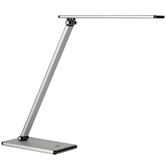 Unilux Lampara de Escritorio LED Terra - Iluminacion LED de Bajo Consumo - Diseño Moderno y Elegante - Brazo Flexible para Ajustar la Luz - Color Gris Metalizado