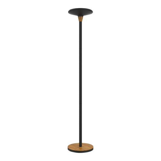 Unilux Baly Bamboo Lampara de Pie LED - Atenuador Tactil de 3 Intensidades - Luz Calida - Fabricada en Bambu y Acero - Base Resistente - Color Negro