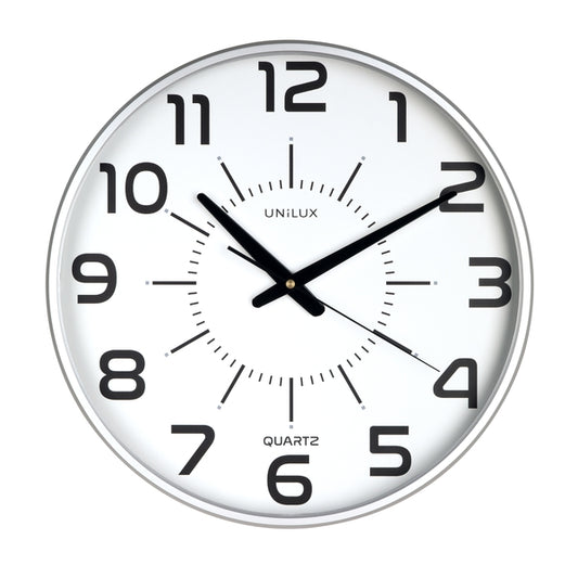 Unilux Reloj de Pared Maxi Pop Gris - Diseño Moderno y Llamativo - Gran Tamaño para Facil Lectura - Color Gris