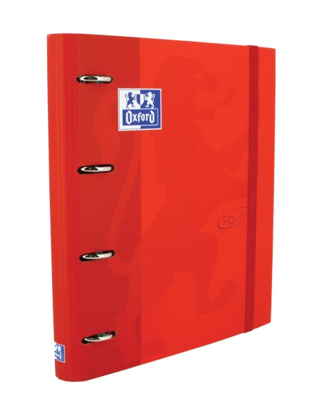 Oxford Touch A4+ Europeanbinder - Tapa Extradura Resistente - Lomo de 45mm - Anillas de 4Dx35mm - Incluye Recambio 5x5 - Color Carmin - Cantidad: 4