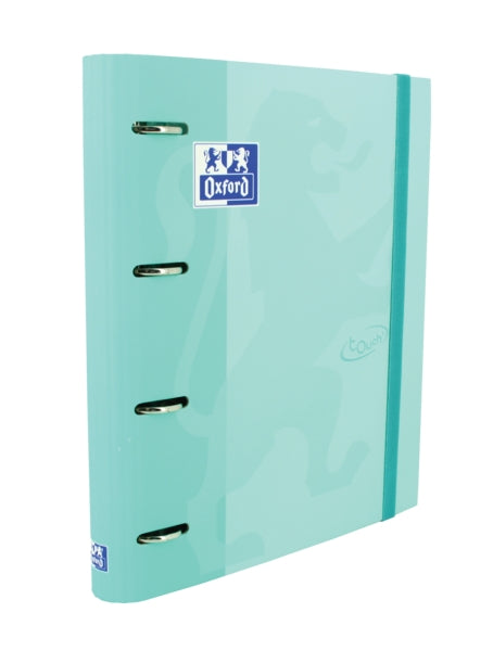 Oxford Europeanbinder Touch A4+ Carpeta de Anillas con Recambio Cuadricula 5x5 - Tapa Extradura - Cierre con Goma Elastica - Color Ice Mint Pastel