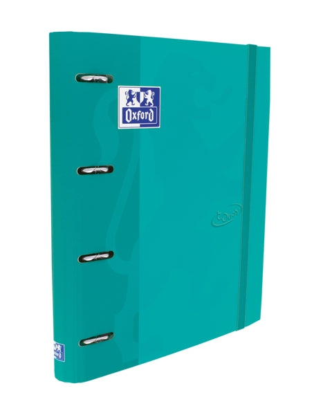 Oxford Touch A4+ Europeanbinder - Tapa Extradura Resistente - Lomo de 45mm - Anillas 4Dx35mm - Incluye Recambio 5x5 - Color Aqua - Cantidad: 4