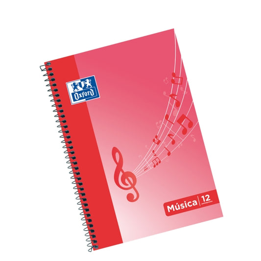 Oxford School Musica Fº Cuaderno Espiral - Tapa Blanda - 12 Pentagramas - Interlineado de 2.5mm - 20 Hojas - Ilustracion en la Tapa - Cantidad: 10