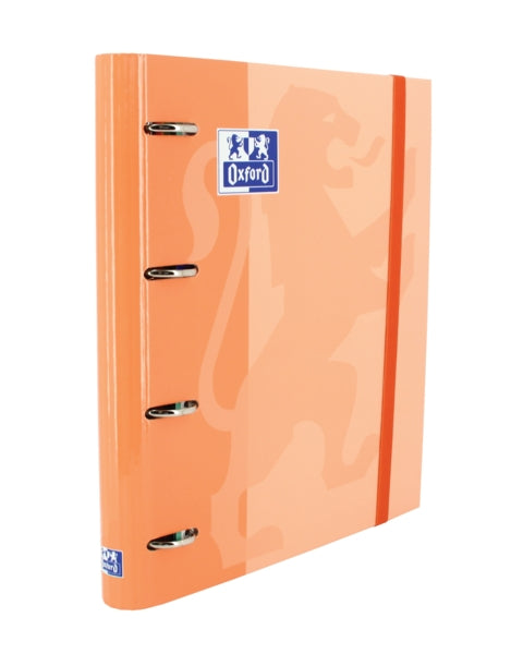 Oxford Europeanbinder Classic A4+ Carpeta de Anillas con Recambio Cuadricula 5x5 - Tapa Extradura - Cierre con Goma Elastica - Color Melocoton