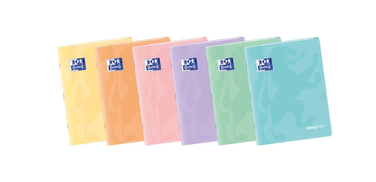 Oxford Easybook A4 Libreta Grapada - Tapa de Plastico Resistente - 48 Hojas con Margen - Cuadricula 4x4 - Diseño en Tonos Pastel - Cantidad: 10
