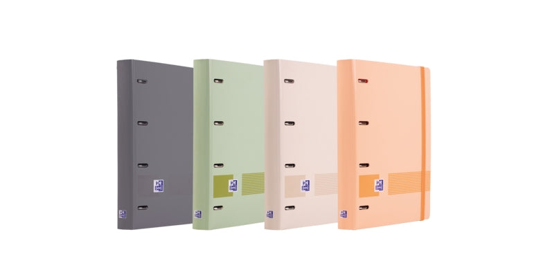 Oxford Europeanbinder Boreal A4+ Carpeta Resistente - Tapa de Plastico Polifoam Suave - Lomo de 45mm - Anillas 4Dx35mm - Incluye Recambio Dots - 5 Colores de Banda - Cantidad: 10