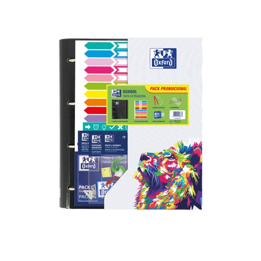 Oxford Europeanbinder Oxfcla A4+ - Carpeta de Tamaño A4+ - Diseño Escolar - Incluye Separadores - Colores Surtidos - Cantidad: 10