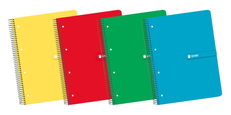 Enri A4+ Europeanbook - Tapa Dura Resistente - Espiral de Alta Calidad - 120 Hojas de Papel Cuadriculado 5x5 - Colores Surtidos