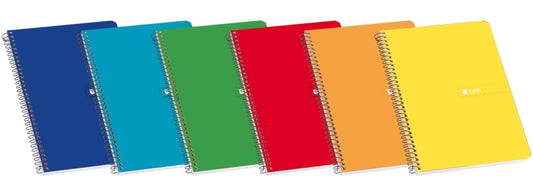 Enri Fº Tapa Dura Cuaderno Espiral 3x3 con Margen - 80 Hojas - Tapa Dura Resistente - Cuadriculado 3x3 - con Margen - Colores Surtidos