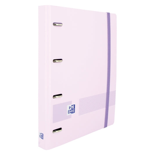 Oxford Live & Go A4+ Polyfoam Europeanbinder - Lomo de 45mm - Anillas de 4Dx35mm - Recambio 5x5 - Color Malva Pastel - Cantidad: 4