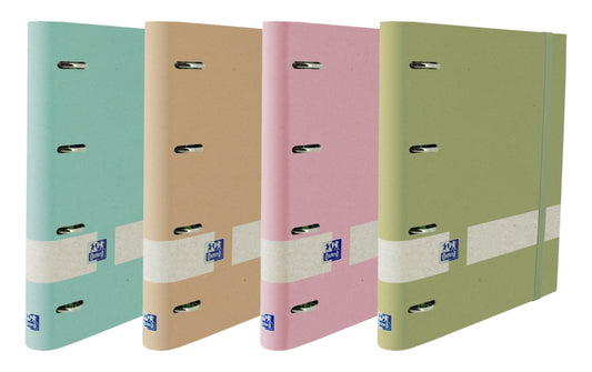 Oxford Nature Europeanbinder A4+ Tapa Extradura 4x35 Surtido con Recambio Pastel 5x5 - Carpeta Ecologica con Tapa Dura - Incluye Recambio de Hojas Pastel - Cantidad: 4
