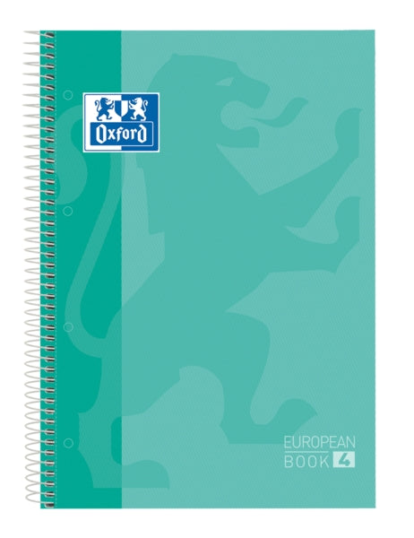 Oxford School Classic A5+ Europeanbook - Tapa Extradura Resistente - 50% mas Hojas Gratis - Cuadricula 5x5 - 120 Hojas - Color Ice Mint - Cantidad: 5