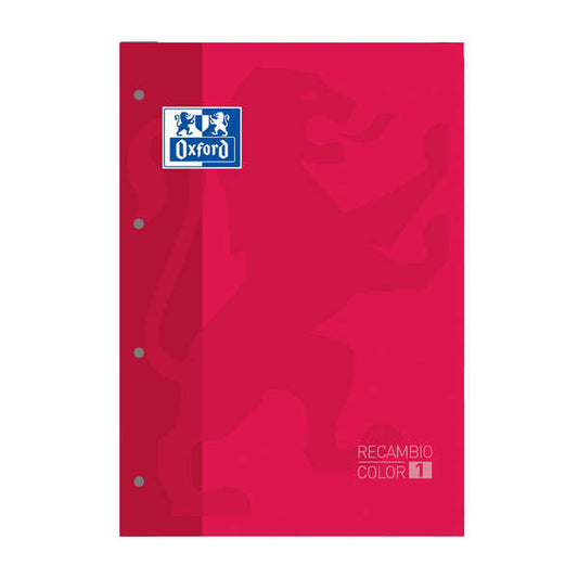 Oxford School Classic Cuaderno de Recambio - Tamaño A4 - Tapa Blanda - Encolado - 80 Hojas - Cuadricula 5x5 - Color Rojo - Cantidad: 5