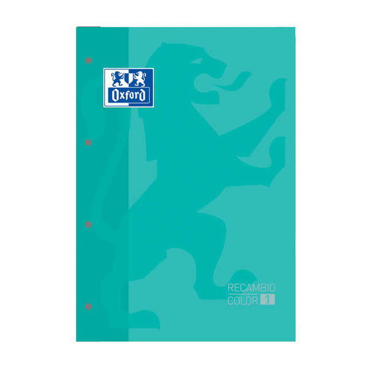 Oxford School Classic Cuaderno de Recambio - Tamaño A4 - Tapa Blanda - Encolado - Cuadricula 5x5 - 80 Hojas - Color Ice Mint - Cantidad: 5