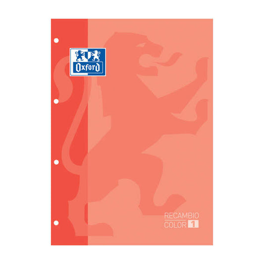 Oxford School Classic Cuaderno de Recambio - Tamaño A4 - Tapa Blanda - Encolado - Cuadricula 5x5 - 80 Hojas - Color Melocoton - Cantidad: 5