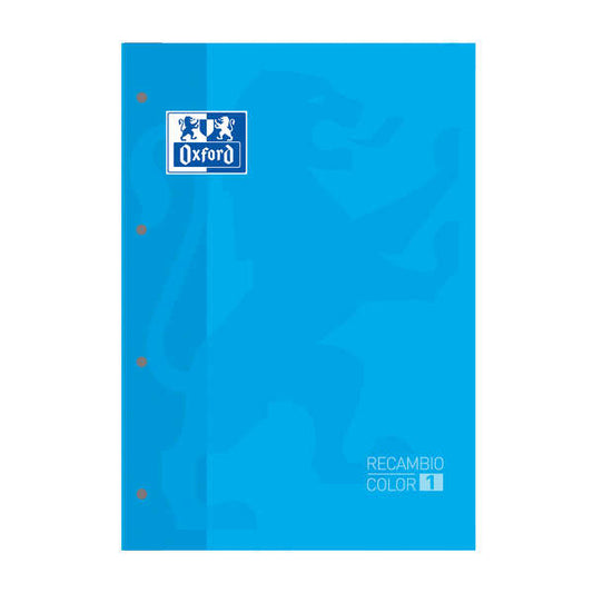 Oxford School Classic Cuaderno de Recambio - Tamaño A4 - Tapa Blanda - Encolado - Cuadricula 5x5 - 80 Hojas - Color Turquesa - Cantidad: 5