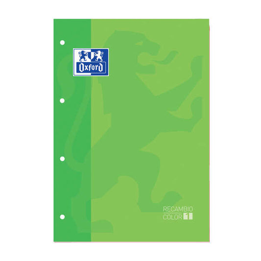 Oxford School Classic Cuaderno de Recambio - Tamaño A4 - Tapa Blanda - Encolado - Cuadricula 5x5 - 80 Hojas - Color Verde Manzana - Cantidad: 5