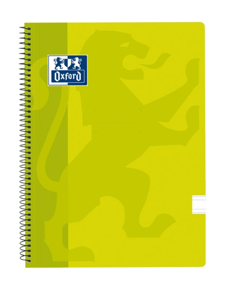 Oxford School Classic Cuaderno Espiral Tapa de Plastico Folio - Pauta 3.5 con Margen - 80 Hojas - Color Lima - Cantidad: 5