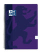 Oxford School Classic Cuaderno Espiral Tapa de Plastico Folio 4x4 - 80 Hojas - Tapa de Plastico Resistente - Cuadricula 4x4 con Margen - Color Lila - Cantidad: 5