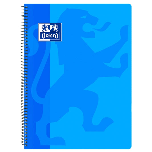 Oxford School Classic Cuaderno Espiral Tapa de Plastico Folio 4x4 - 80 Hojas - Color Turquesa - Cantidad: 5