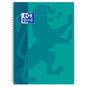Oxford School Classic Cuaderno Espiral Tapa de Plastico Folio 4x4 - Resistente Tapa de Plastico - Cuadricula de 4x4 con Margen - 80 Hojas de Alta Calidad - Color Aqua - Cantidad: 5