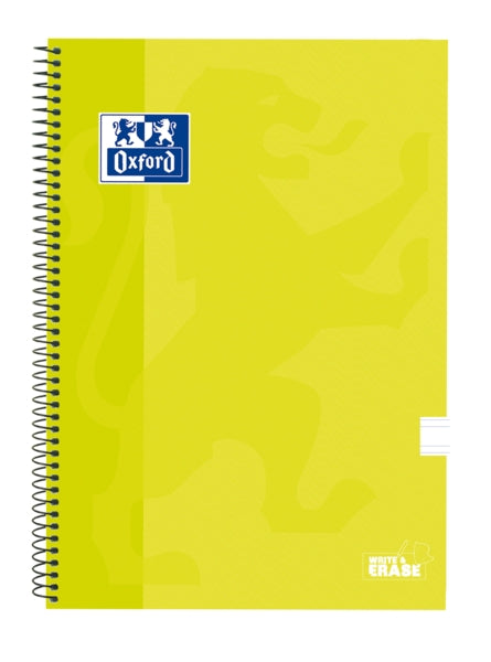 Oxford School Classic Cuaderno Espiral Tapa Extradura Write&Erase - Folio Pauta 3.5mm - 80 Hojas - Color Lima - Cantidad: 5