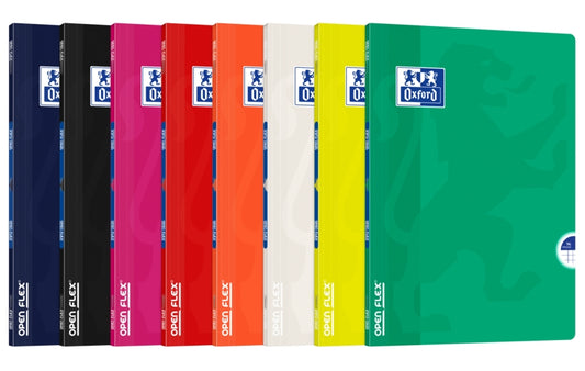 Oxford School Classic Openflex A4 - Tapa de Plastico Resistente - Libreta Grapada 5x5 con Margen - 48 Hojas de Papel de Alta Calidad - Colores Surtidos - Cantidad: 10