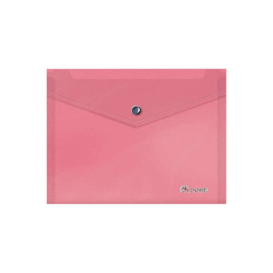 Dohe Sobre Portadocumentos A5 - Cierre de Broche - Polipropileno Translucido 150 Micras - Color Rosa - Cantidad: 8