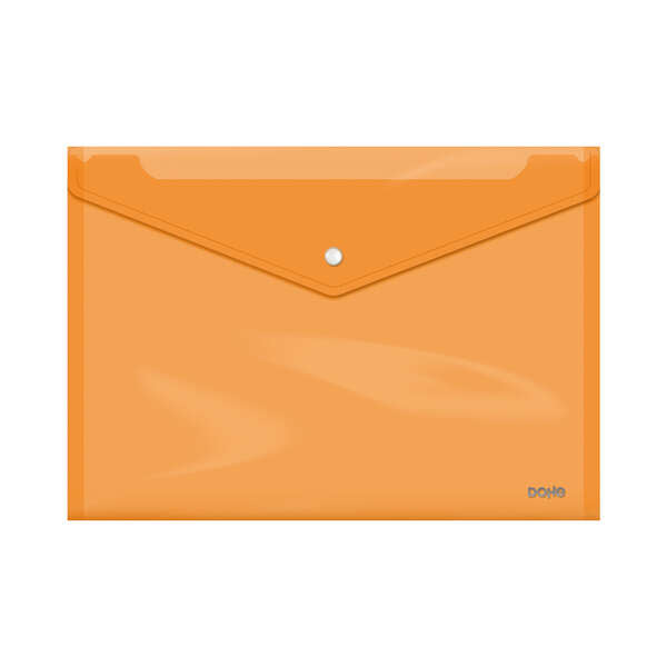 Dohe Sobre Portadocumentos Folio+ - Cierre de Broche - Polipropileno Cristal Transparente 150 Micras - Color Naranja