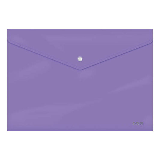 Dohe Sobre Portadocumentos Folio - Cierre de Broche - Polipropileno Cristal Opaco 200 Micras - Color Morado - Cantidad: 10