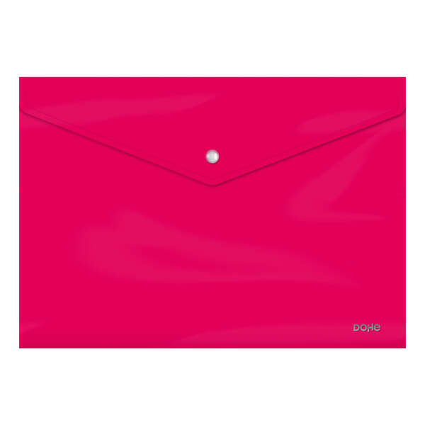 Dohe Sobre Portadocumentos Folio - Cierre de Broche - Polipropileno Cristal Opaco 200 Micras - Color Fucsia - Cantidad: 10