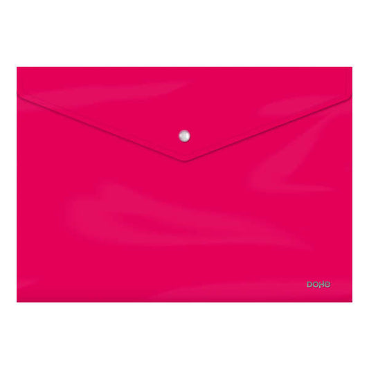Dohe Sobre Portadocumentos Folio - Cierre de Broche - Polipropileno Cristal Opaco 200 Micras - Color Fucsia - Cantidad: 10