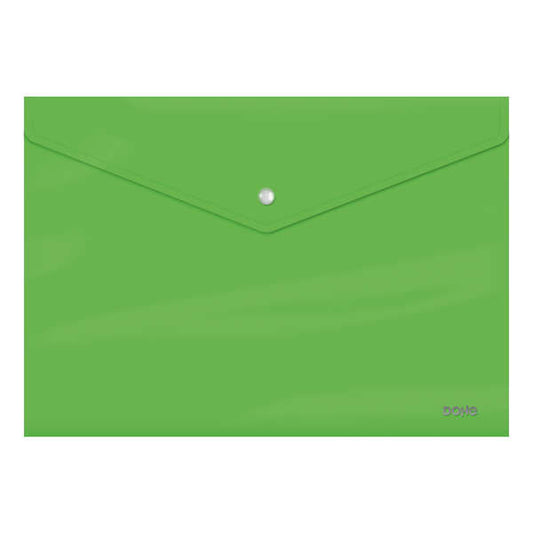 Dohe Sobre Portadocumentos Tamaño Folio - Cierre de Broche - Polipropileno Cristal Opaco 200 Micras - Color Verde - Cantidad: 10