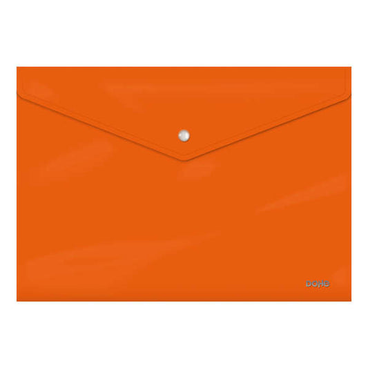 Dohe Sobre Portadocumentos Folio - Cierre de Broche - Polipropileno Cristal Opaco 200 Micras - Color Naranja - Cantidad: 10