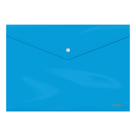Dohe Sobre Portadocumentos Folio - Cierre de Broche - Polipropileno Cristal Opaco 200 Micras - Color Azul - Cantidad: 10
