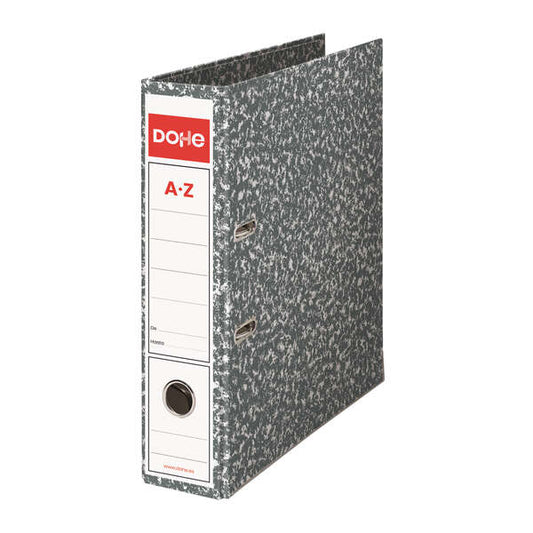 Dohe Archivadores Jaspeados - 320x280mm - Carton Forrado con Papel Impreso - Cantoneras Metalicas - Ollao, Rado y Palanca de Maxima Calidad - Color gris - Cantidad: 20