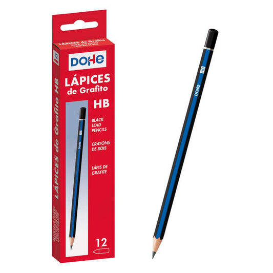 Dohe Lapices de grafito Hexagonales - Mina de 2,0mm - Madera Roja de Alta Calidad - graduacion Hb - Encolados - Cantidad: 12