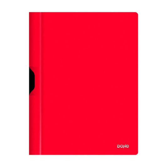 Dohe Dossier con Clip Metalico - Tamaño A4 - Fabricado en Polipropileno Opaco de 350 Micras - Color Rojo - Cantidad: 8