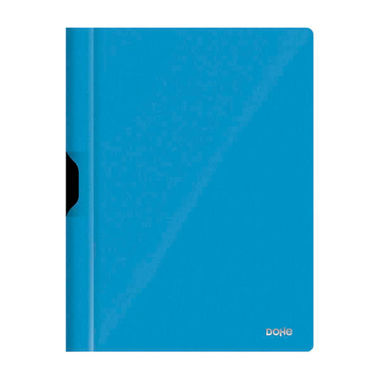 Dohe Dossier con Clip Metalico - Tamaño A4 - Fabricado en Polipropileno Opaco de 350 Micras - Color Azul - Cantidad: 8