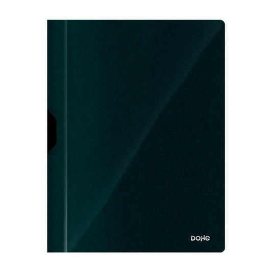 Dohe Dossier con Clip Metalico - Tamaño A4 - Fabricado en Polipropileno Opaco de 350 Micras - Color Negro - Cantidad: 8