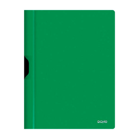 Dohe Dossier con Clip Metalico - Tamaño A4 - Fabricado en Polipropileno Opaco de 350 Micras - Color Verde - Cantidad: 8