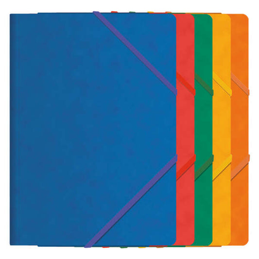 Dohe Carpeta de Gomas con Tres Solapas - Tamaño Folio - Fabricada en Cartulina de Primera Calidad - Plastificada - Cierre de Gomas Planas - Cantidad: 10