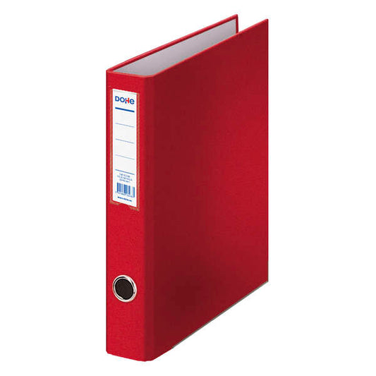 Dohe Carpeta de 2 Anillas Mixtas 40mm - Tamaño Folio - Medidas 285x350x60mm - Ollao y Tarjetero en Lomo - Carton Forrado con Polipropileno - Color Rojo