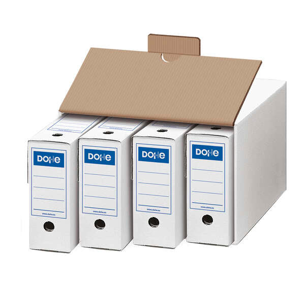 Dohe Archivo Definitivo Tamaño Folio - Capacidad para 4 Unidades - Fabricado en Carton Blanco de Primera Calidad - Cantidad: 10